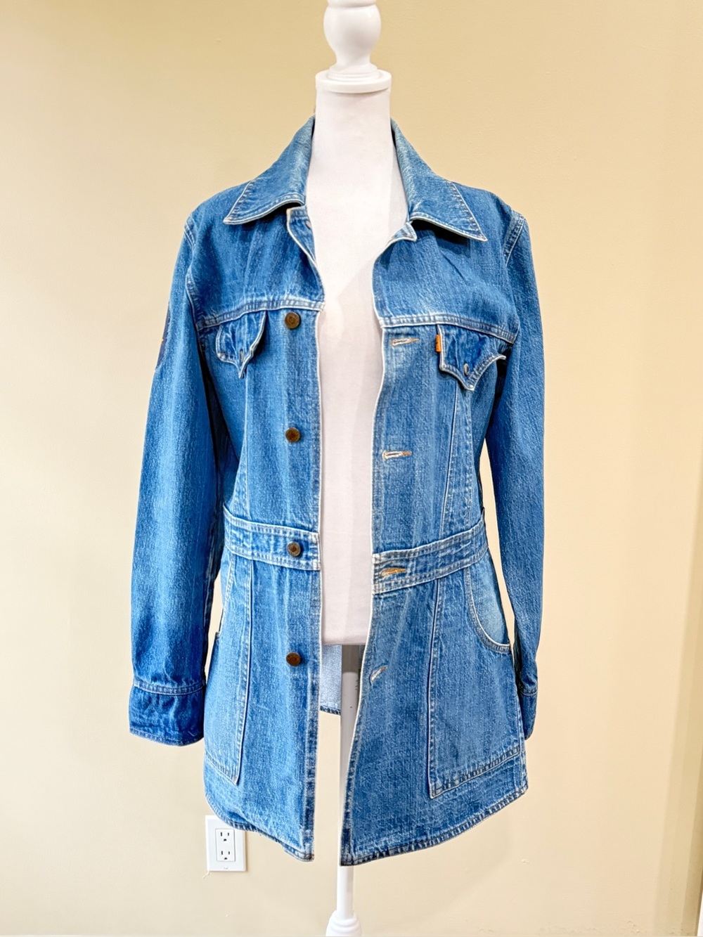 Levi’s Vintage Orange Tab Denim Jacket Custom Art Gemini Patch Medium - Picture 3 of 9